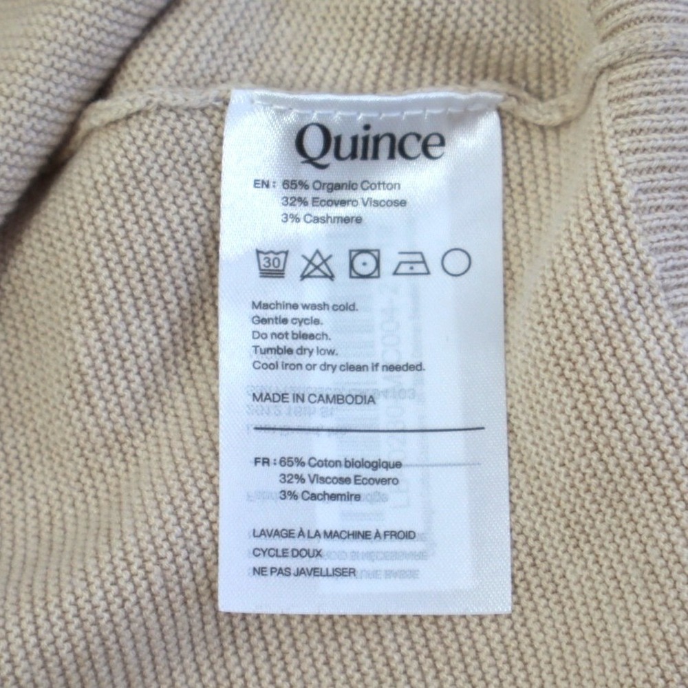 Quince Organic Cotton Cashmere Blend Dolman Sleeve Sweater Beige XL - Picture 8 of 8